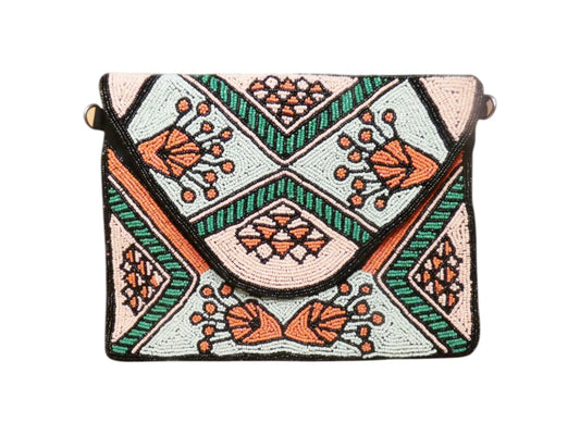 Coral Floral Multicoloured Beaded Bag