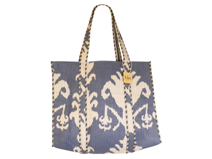 Mira Block Printed Cotton Tote Bag - Blue Ink