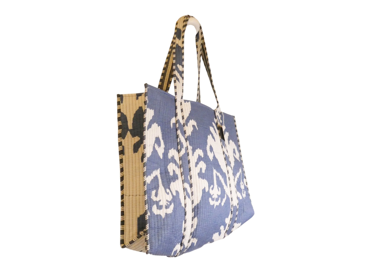 Mira Block Printed Cotton Tote Bag - Blue Ink