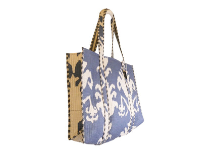 Mira Block Printed Cotton Tote Bag - Blue Ink